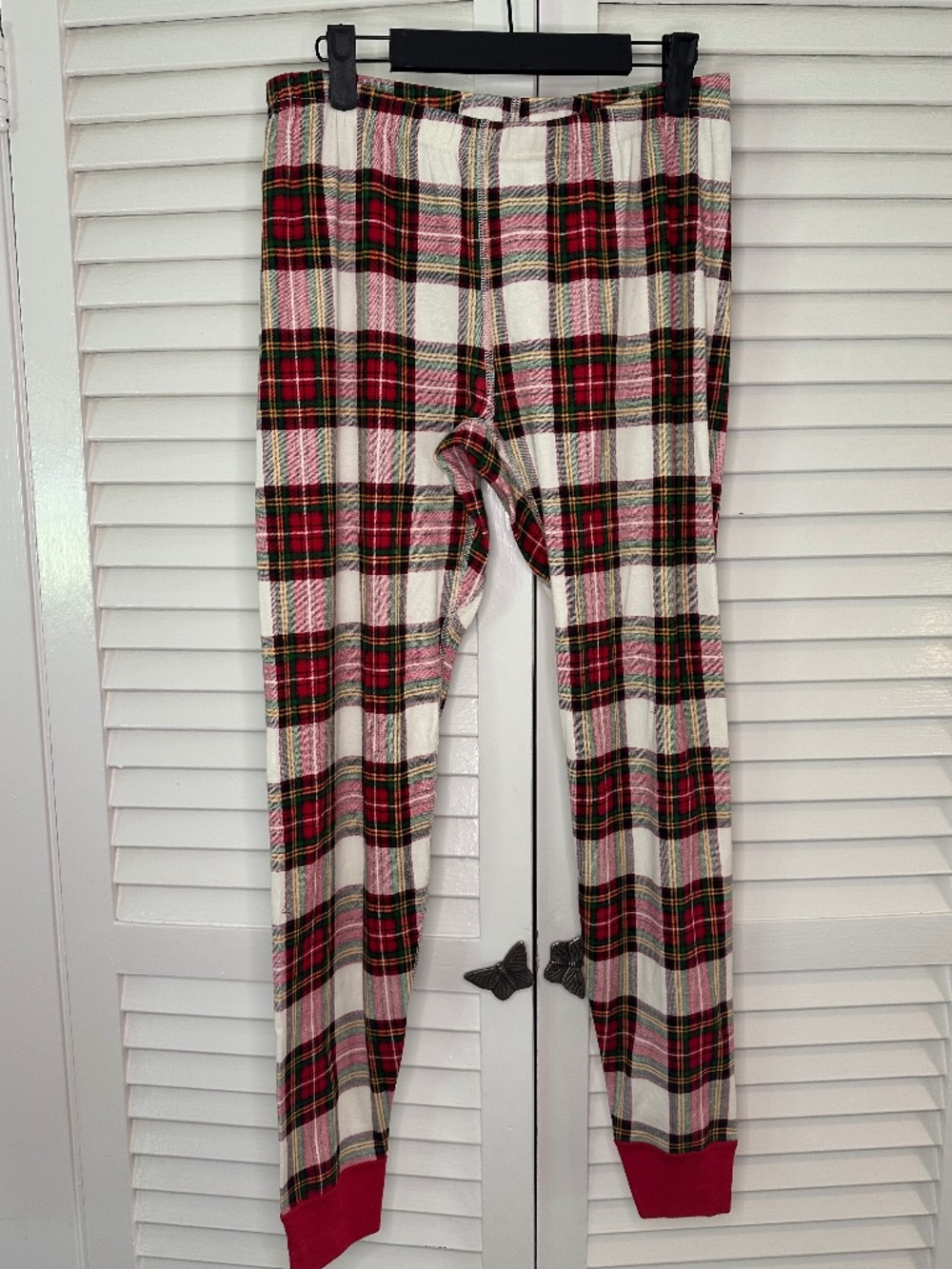 Hanna Andersson Adult Size L Red & White Plaid Holiday Long John Pajama Bottoms